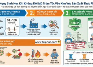 Mối nguy sinh học khi không đội mũ trùm tóc vào khu vực sản xuất thực phẩm