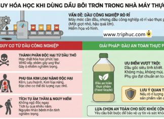 Mối nguy hóa học khi dùng dầu bôi trơn trong nhà máy thực phẩm